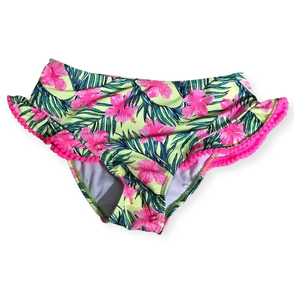 Nicole Miller New York Bikini Swimsuit Tropical Ruffle Size Large 12